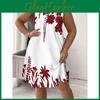 Plant Floral Summer Sleeveless Backless Tie Dress For Vacation And Beach