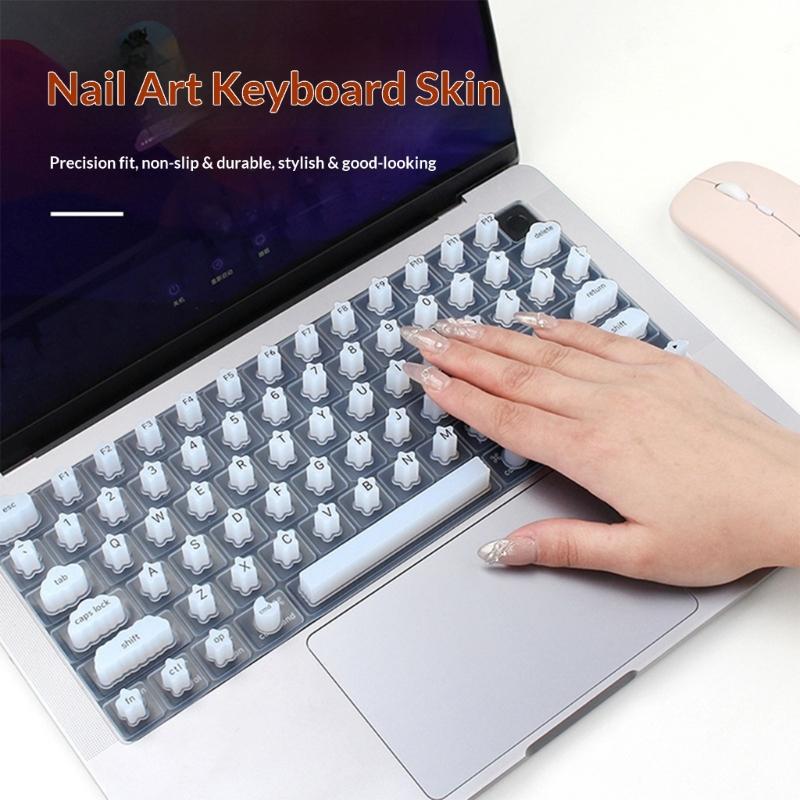 Silicone Manicure Keyboards Protectors for 14 for Long Nails Art Users Thin Washable Reusable