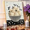 Unique 5D Framed Pearl Painting Kit with White Pear Fruit Bowl Pattern Sparkling Bead Art Canvas DIY Handmade Craft for Living Room Decor