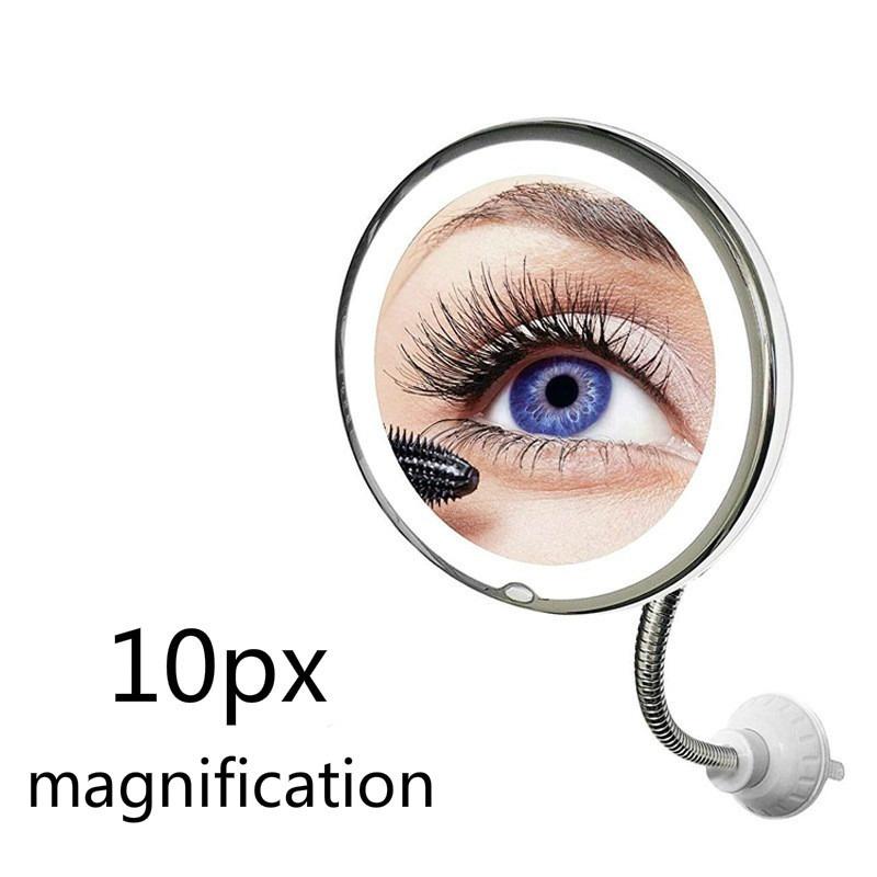 10X LED Mirror Makeup Mirror Flexible Mirror illuminated Magnifying Vanity Mirrors with Light Make up Bathroom Mirrors