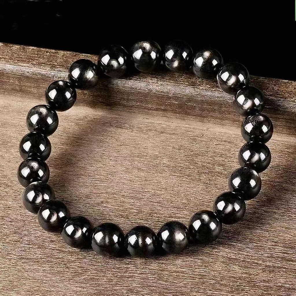 Golden Rutile Quartz Cat's Eye Round Bead Bracelet - DIY Jewelry Accessories