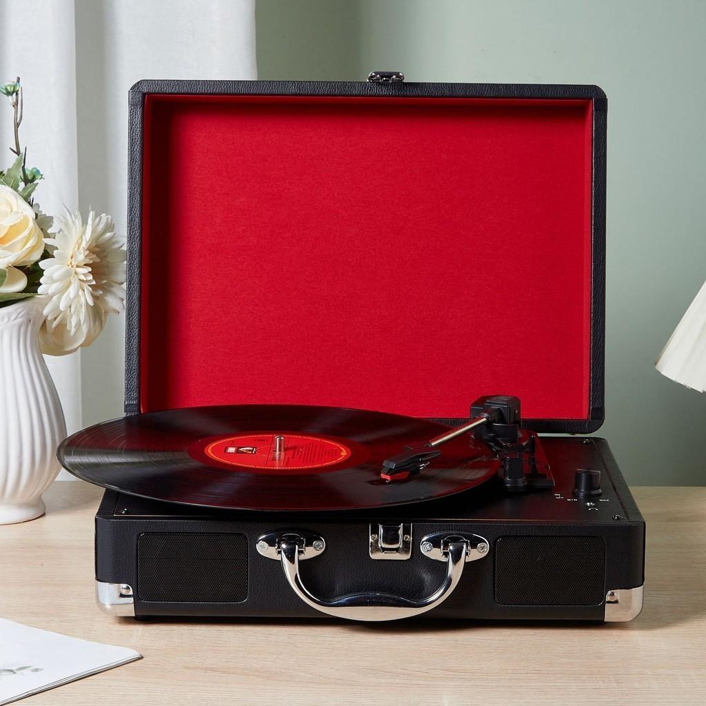 Otočný talíř Gramofon na vinylové desky Retro Ruční Fonograf Přenosný USB Bluetooth reproduktor Nový 350*255*120mm