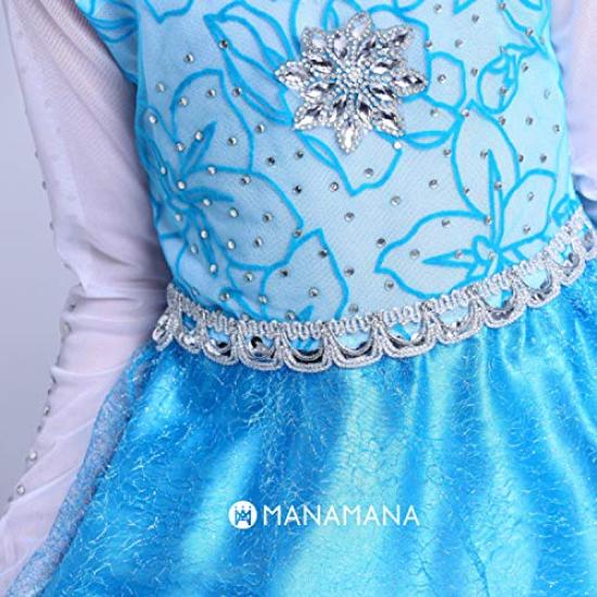 Princess Princess Kids 100cm [MANAMANA] Children's Dress, Dress, Dress, Tiara, Stick, Gloves, 4-Piece Costume, Blue, Girls, 100,
