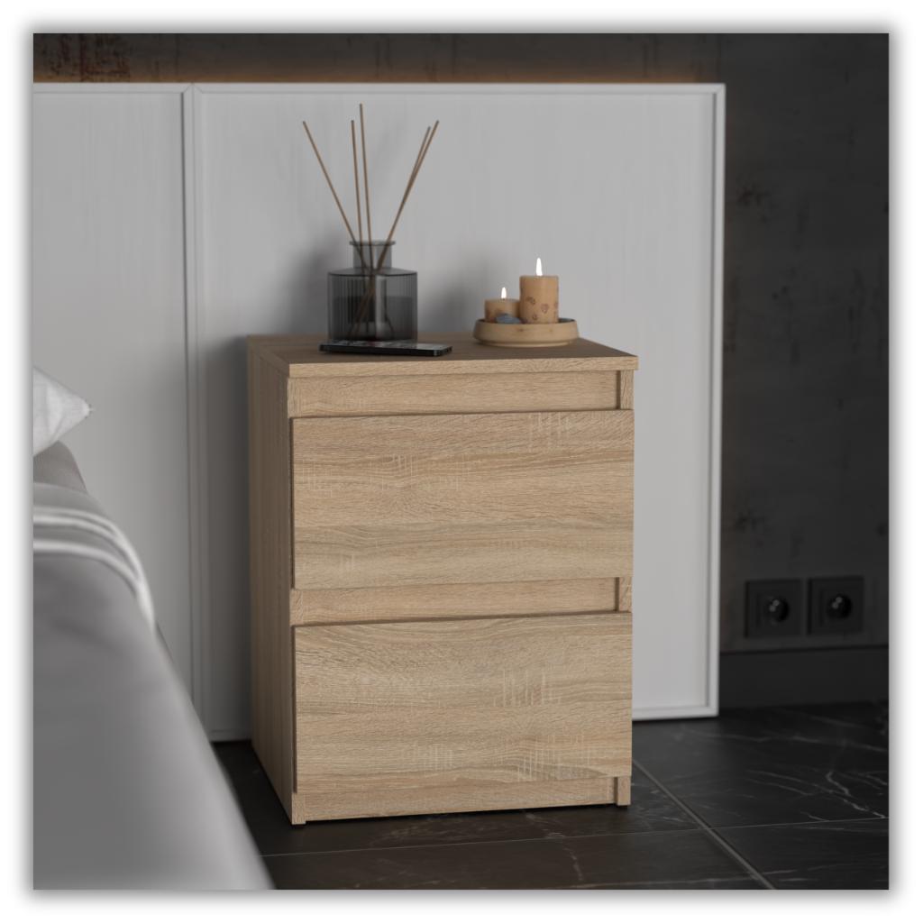 Bedside Cabinet Sonoma Oak 40 Cm 2 Drawers Large Bedside Table Nakastlik