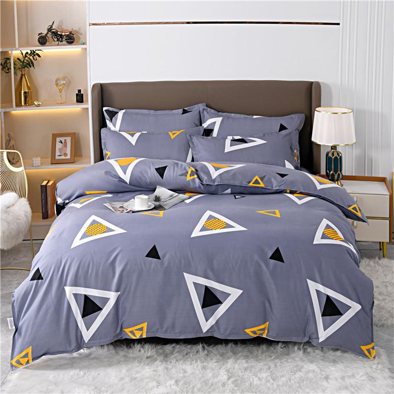 Blue Striped Plaid Style Duvet Cover Set Modern Geometry Quilt Cover with Pillowcases Bedding Set 3Pcs for Kids Boys Room Decor