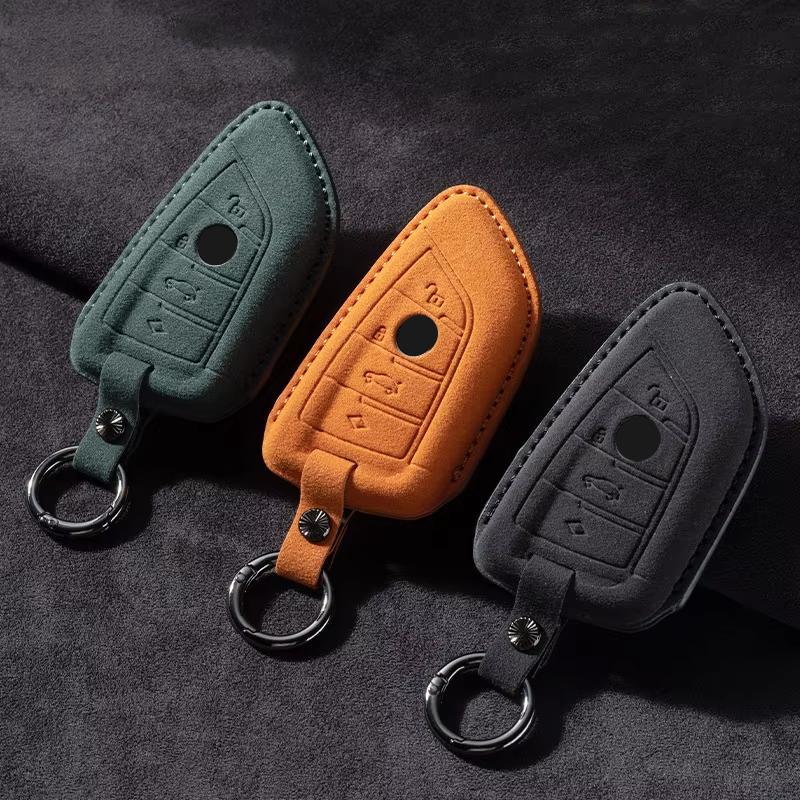Suede Leather For Bmw F20 G20 G30 X1 X3 X4 X5 G05 X6 X7 G11 F15 F16 G01 G02 F48 Car Key Case Cover Fob Holder Shell Accessories