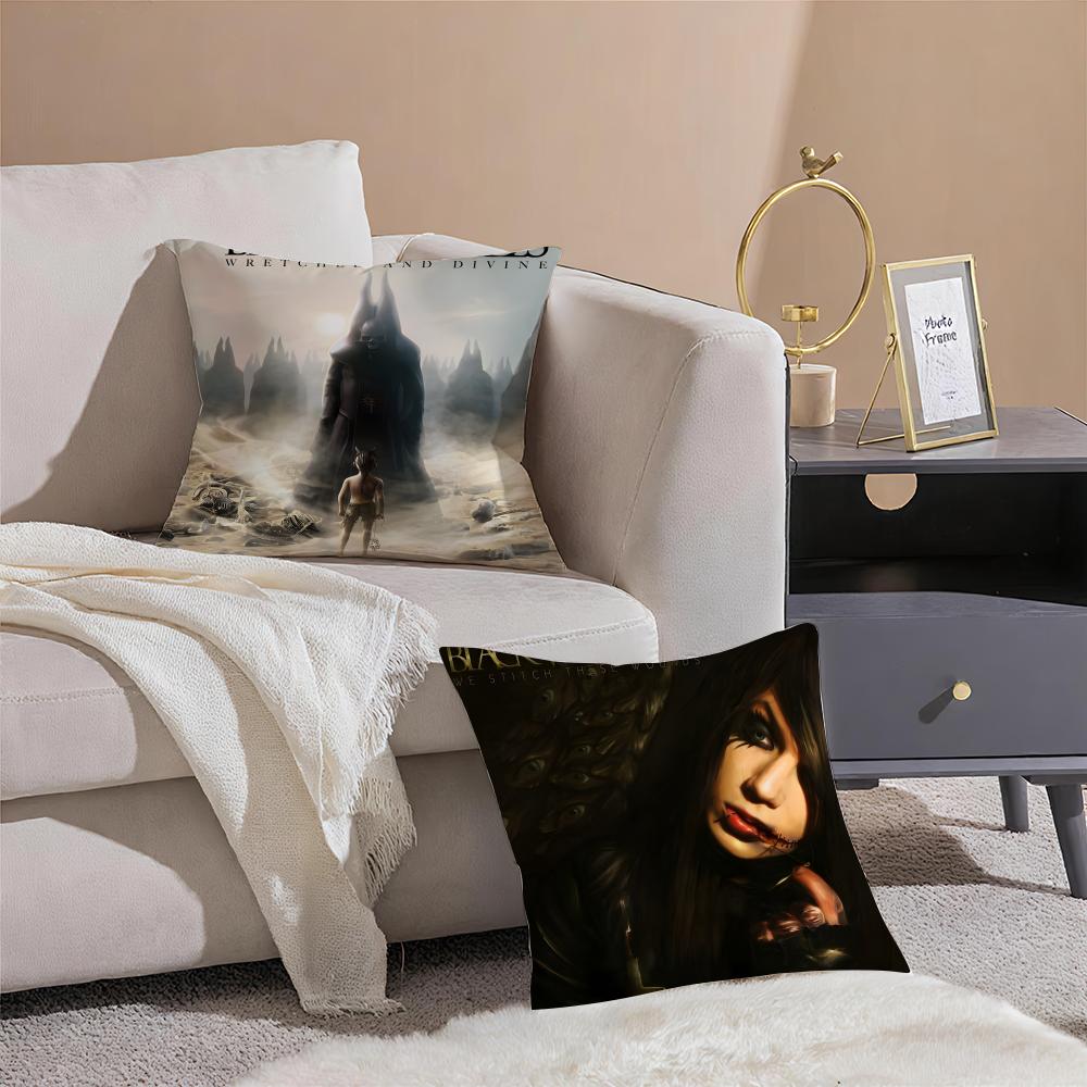 Black V-Veil B-Brides Band Cushion Cover Linen Pillowcase Cover Soft Decor For Sofa Home Room
