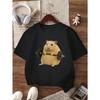 European sizes Cute Short-Sleeved T-Shirt for Girls Featuring a Round Neck And a Fun Sports Theme with a Cartoon Hamster Lifting Weights