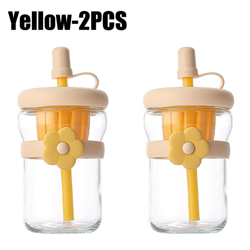 Cute Glass Flower Cartoon Tea Strainer, Cold Brew Flower Tea, Straw, Straight Drinking Cup, Heat-resistant Coffee Cup, Milk Cup