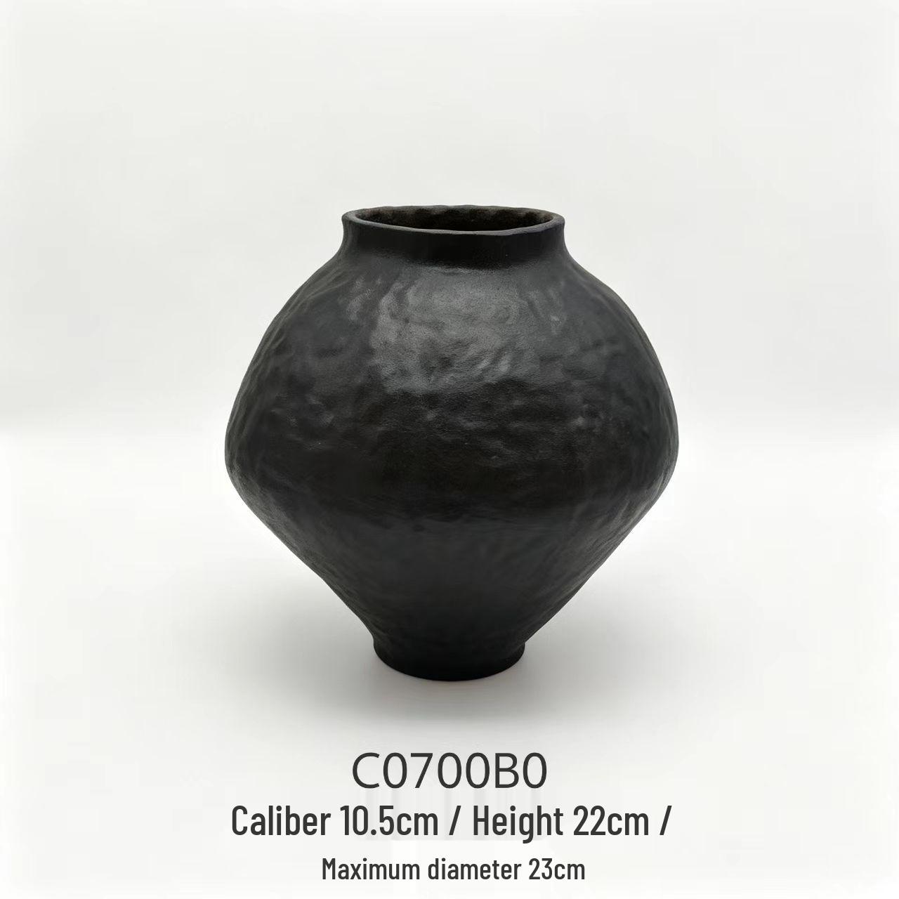 Wabi-Sabi Retro Ceramic Vase - Chinese-Style Vintage Flower Arrangement Ornament for Living Room or Tea Room