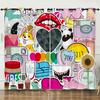 3D Graffiti Pattern Digital Printing Curtain Blackout Punching