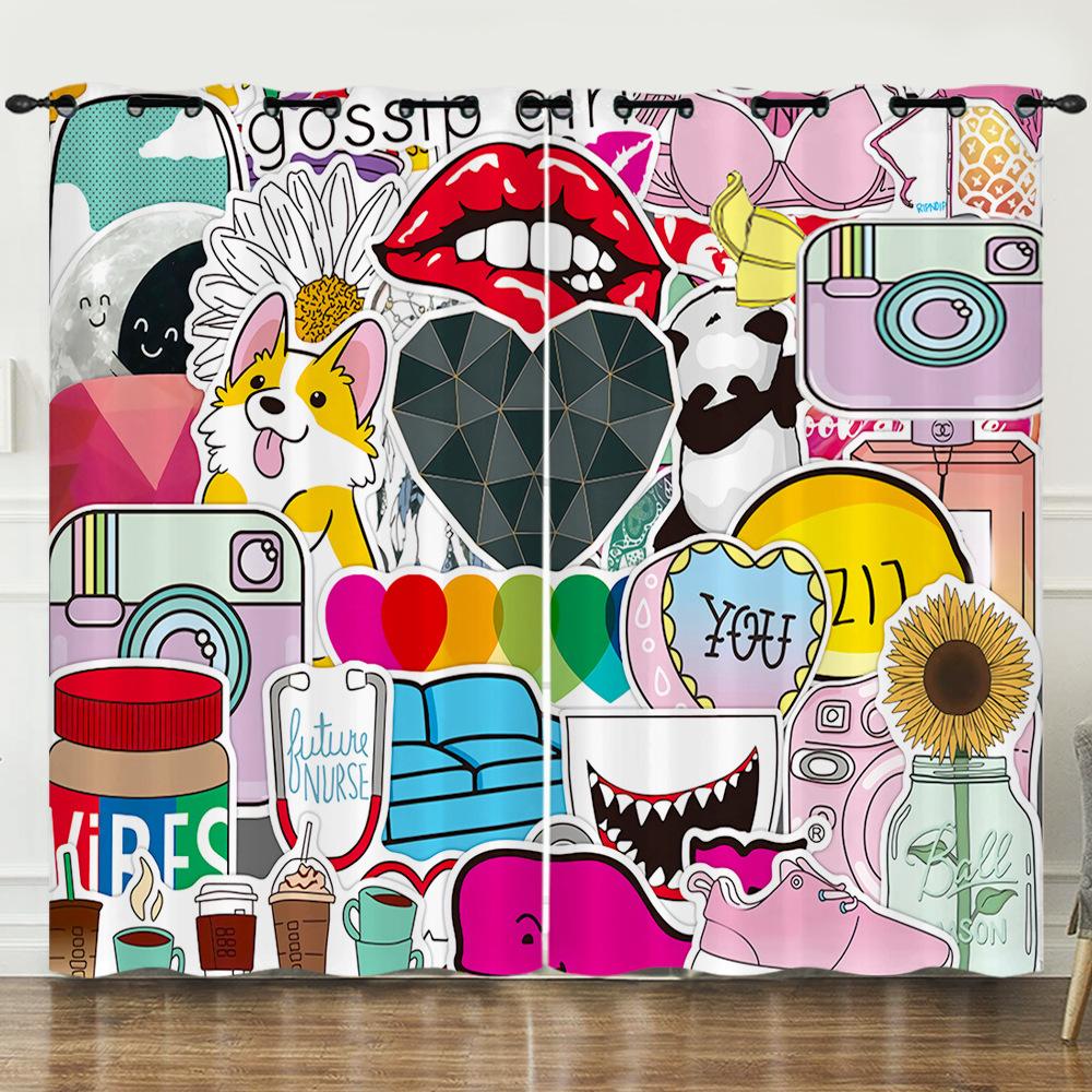 3D Graffiti Pattern Digital Printing Curtain Blackout Punching