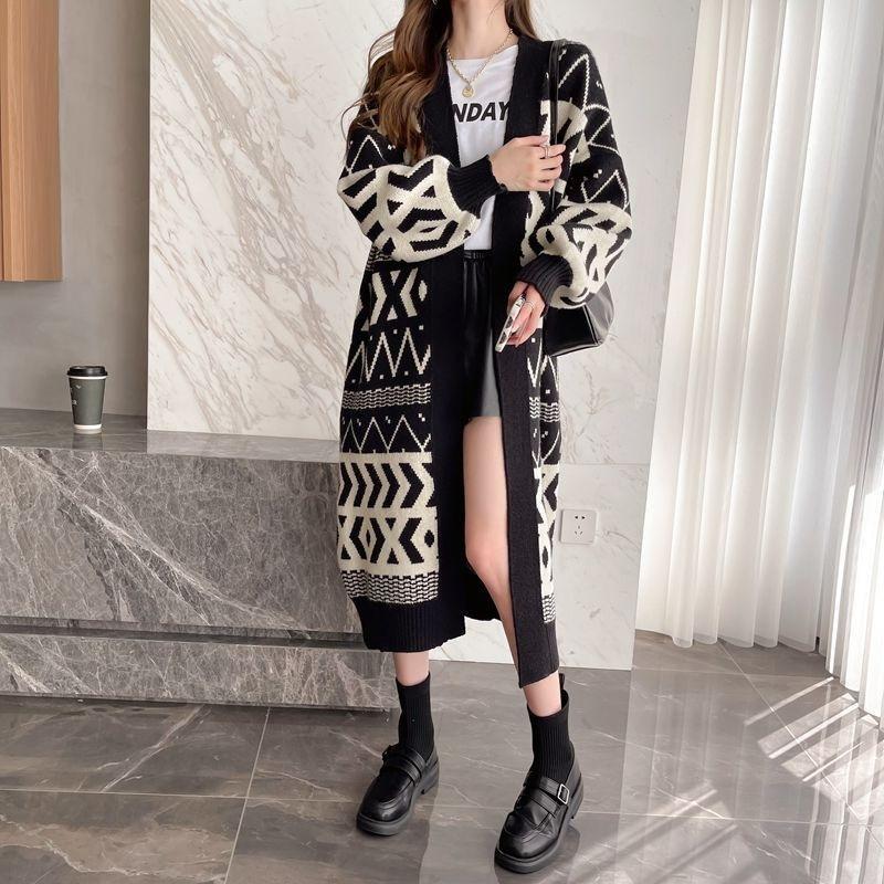 New Spring Clothing Large Size Sweater Jacket Women's Cardigan Loose Women's Lazy Style Long Knitted Jacket Spring and Autumn