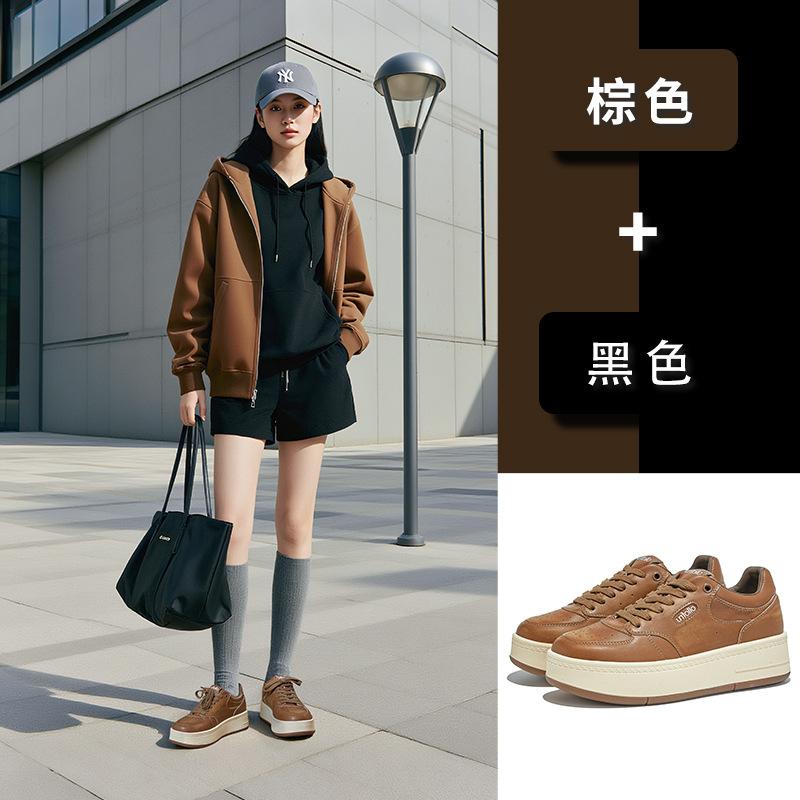 Leather Little White Shoes Women's 2025 Autumn New Retro Versatile Board Shoes Women's Old Leisure Sports Not Tired Feet Women's Shoes