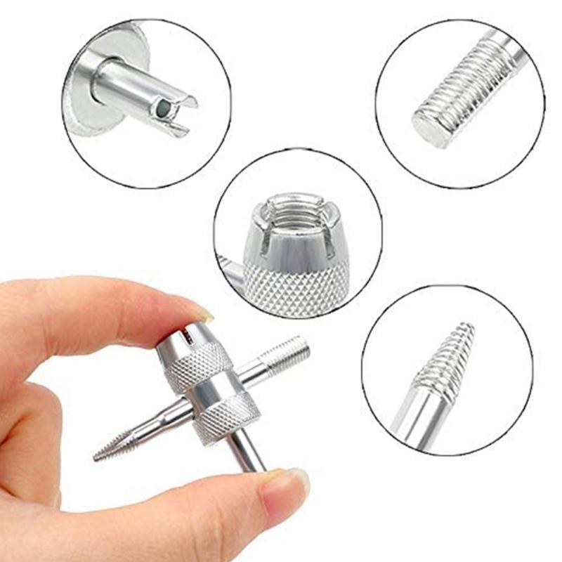 4-Way Valves Tool Tire Valves Tools 4 Way Valves Core Tool 4-in-1 Multifunctional Valves Wrench for Automobile Tire Stem