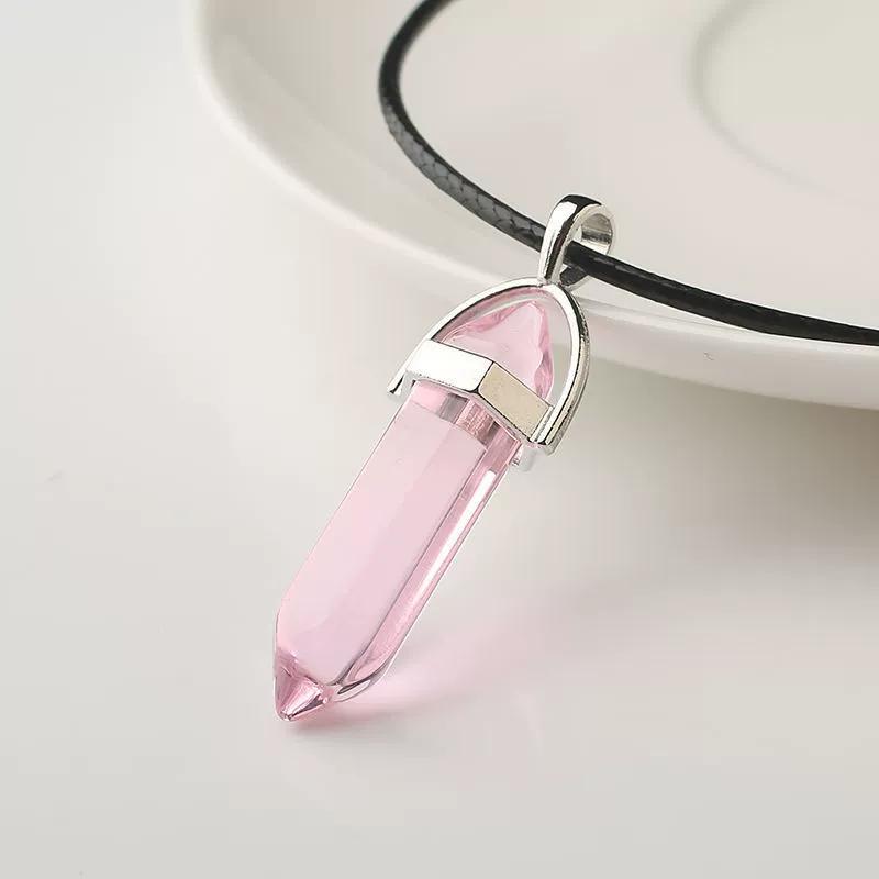 Fashion Natural Tiger Eye Stone Quartz Crystal Agates Hexagonal Column Shape Pendant Necklace for Jewelry Making
