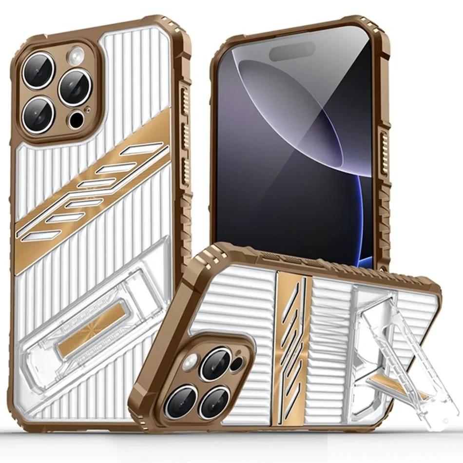 

Роскошный невидимый чехол-подставка для телефона для iPhone 14 15 16 Plus 11 12 13 16 Pro Max Защита камеры Броня Жесткая задняя крышка Противоударный чехол For IPhone13Pro