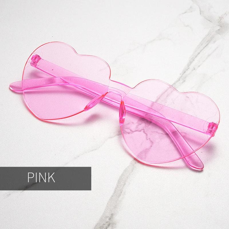 Thick piece peach heart sunglasses frameless heart shaped party glasses розовый