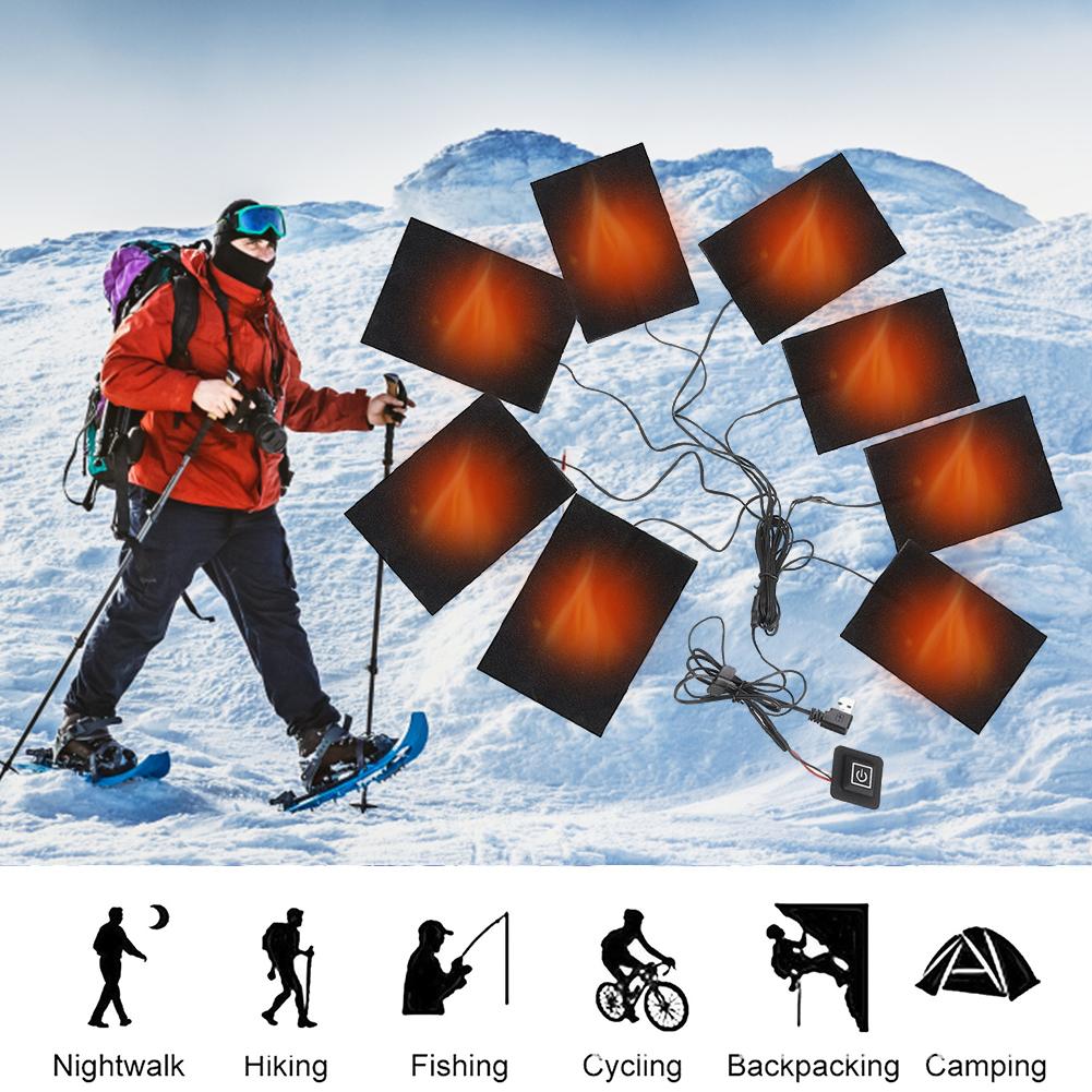 3 Levels Jacket Heater Pads Waterproof USB Heating Pads for DIY Heated Clothing for Outdoor Winter Camping Hiking Ski Cycling