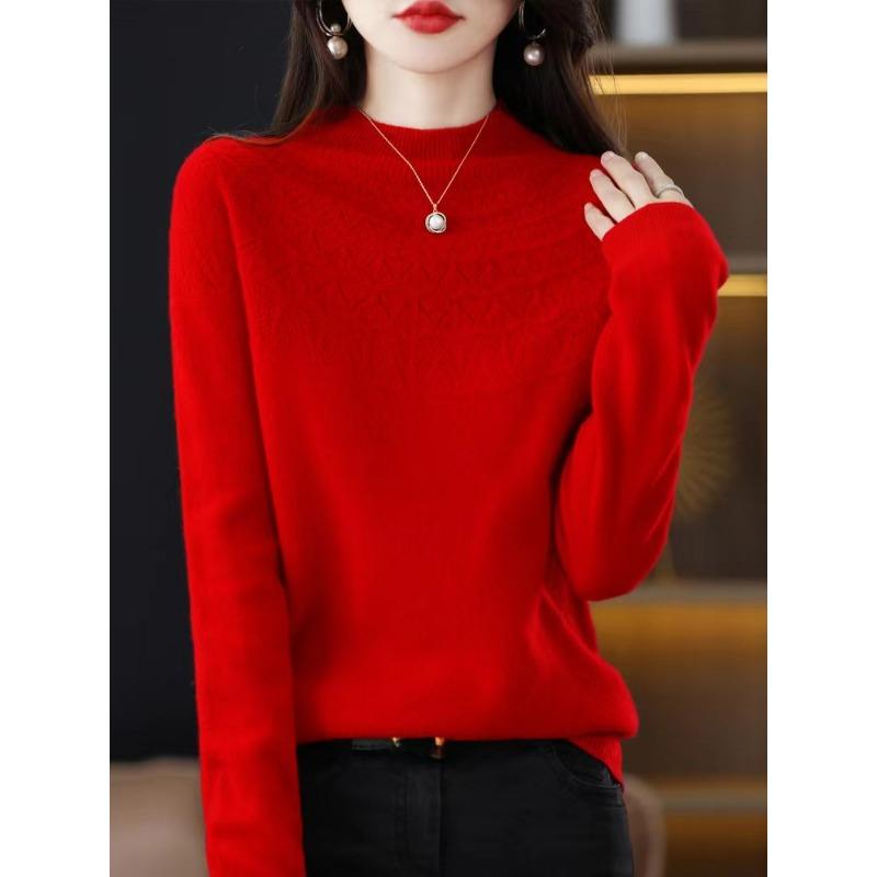 Skeleton Half-high Neck Bottoming Shirt Women's Fall and Winter Within The Lazy Loose Thin Knitted Sweater