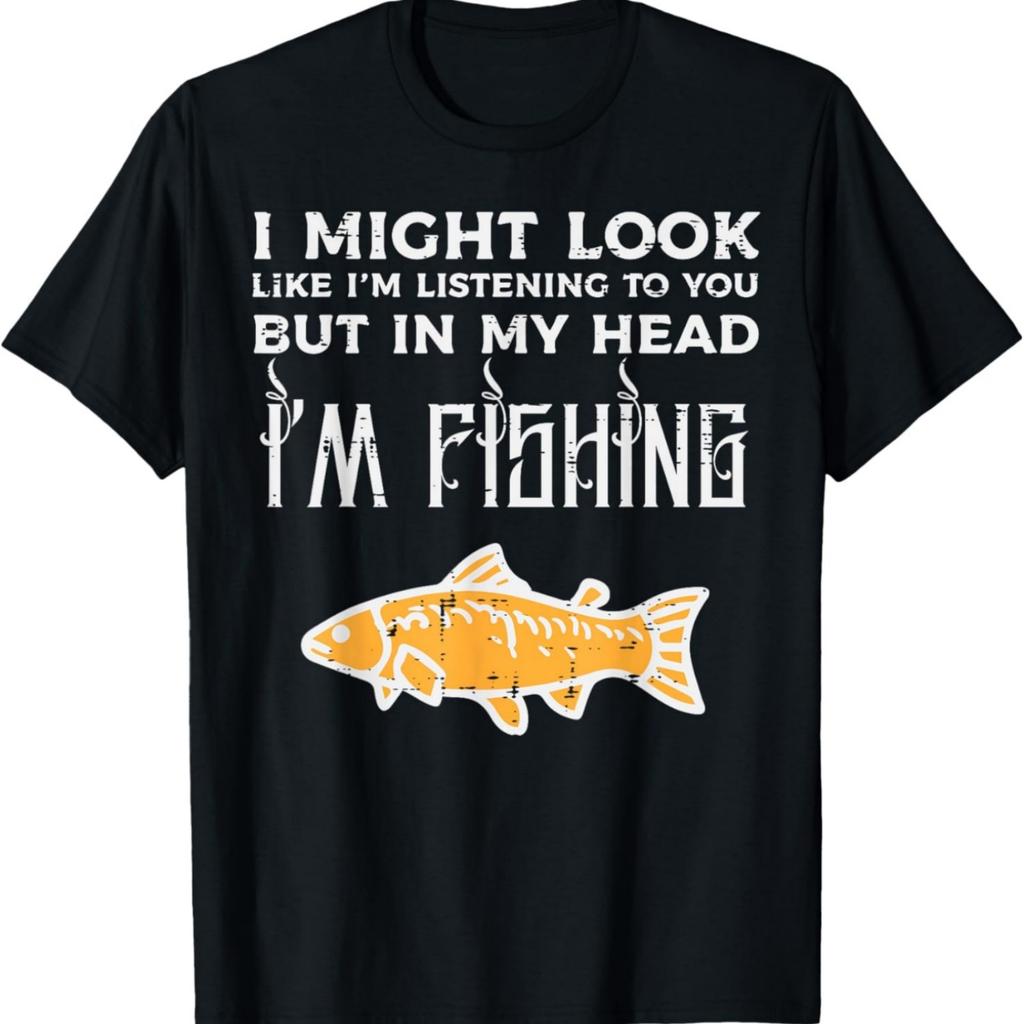 Might Look Like Listening Fishing Funny Angler Men Women Kid T-Shirt