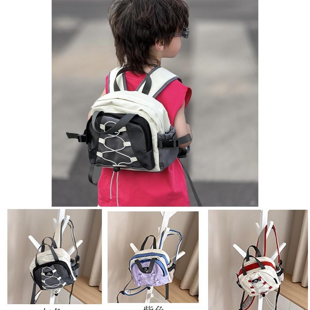 Trendy Color-block Canvas Backpack For Boys And Girls Ages 3-6 Years