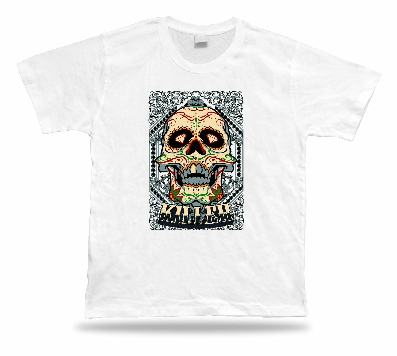 Tshirt Tee Shirt Birthday Gift Idea Sugar Skull Killer Mexican Retro Emblam S разноцветный