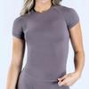 High-Stretch Seamless Nylon Yoga T-Shirt: Moisture-Wicking, Tight-Fit, Hip-Length Short Sleeve
