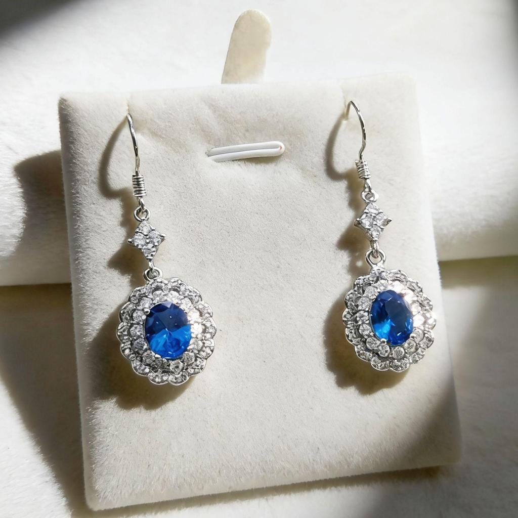 Princess Diana-Inspired Sapphire & Tanzanite-Colored Gemstone Ladies' Ring and Pendant Set
