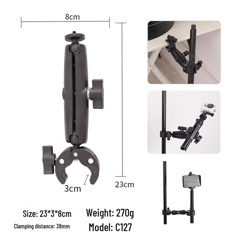Dual-Headed Universal Action Camera Handlebar Mount Clamp for Motorcycles