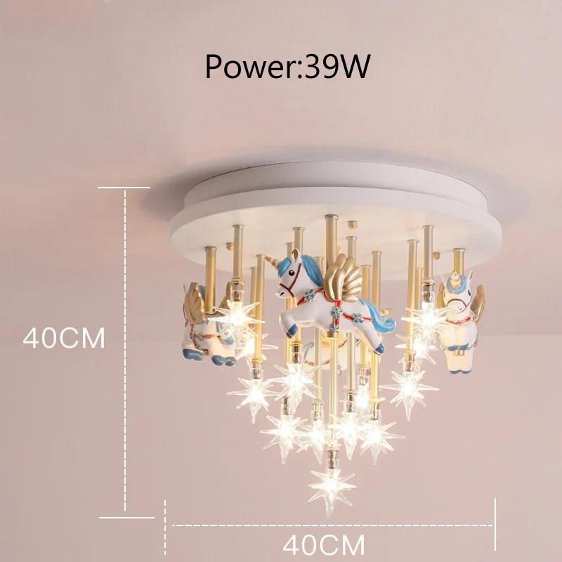 36W Blue Pink Kids Ceiling Light Children Child Room Resin Horse Paper Crane Princess Girl Boy Cute LED Bedroom Ceiling Lamp G4