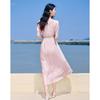 2025 Summer Tencel Blend Lace Square Neck A-Line Midi Dress
