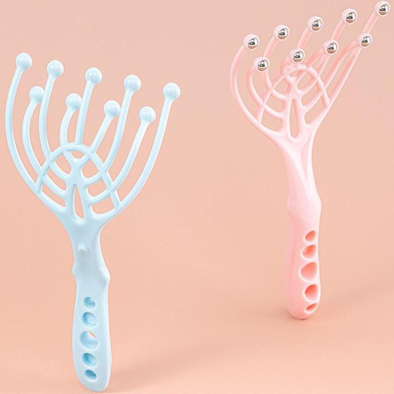 9 Claws Head Massger Streamlined Ball Body Relaxation Scalp Massage Roller For Hair Growth Hand Held Hair Stress Relief Aid