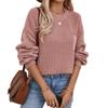 2024 European And American New Solid Color Sweater Autumn And Winter Long Sleeved Round Neck Fashionable Lantern Sleeve Knitted Sweater For Women