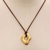 Trendy Irregular Geometric Metal Pendant Necklace Stylish Wax Rope Neckchain Handmade Jewelry Gift for Women Girls