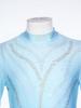 Mens Figure Skating Bodysuit Gradient Color Rhinestones Mock Neck Long Back Zipper One Piece Leotard