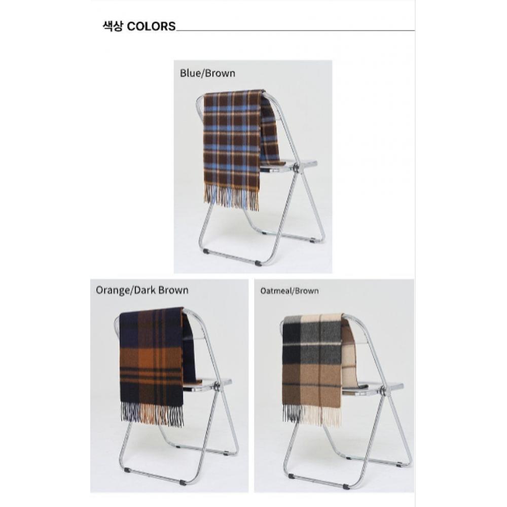 Dal Cashmere Premium Check Muffler Orange Dark Brown