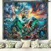 Pirate Ship Art Wall Tapestry Aesthetic Wall Hanging Printed Fabric Blanket Decorative Tapestries for Bedroom Living Room Home Decor