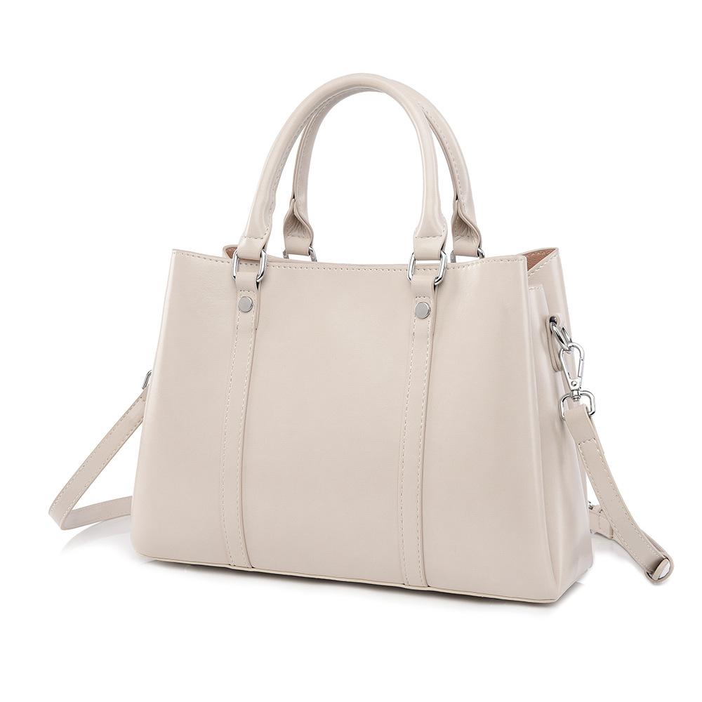 Handbag New Large Capacity Bag Fashion Oil Wax Leather Multi Layer Mom Bag Commuter Shoulder Bag