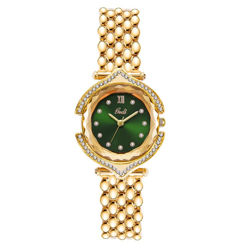 Steel Belt Watch Women'S Diamond-Encrusted Alloy Quartz Watch Niche Light Luxury Waterproof Watch