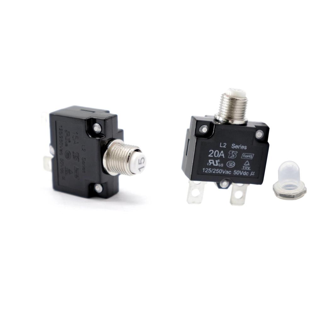 2 Pieces Circuit Breaker Overload Switch Resettable 15A +20A