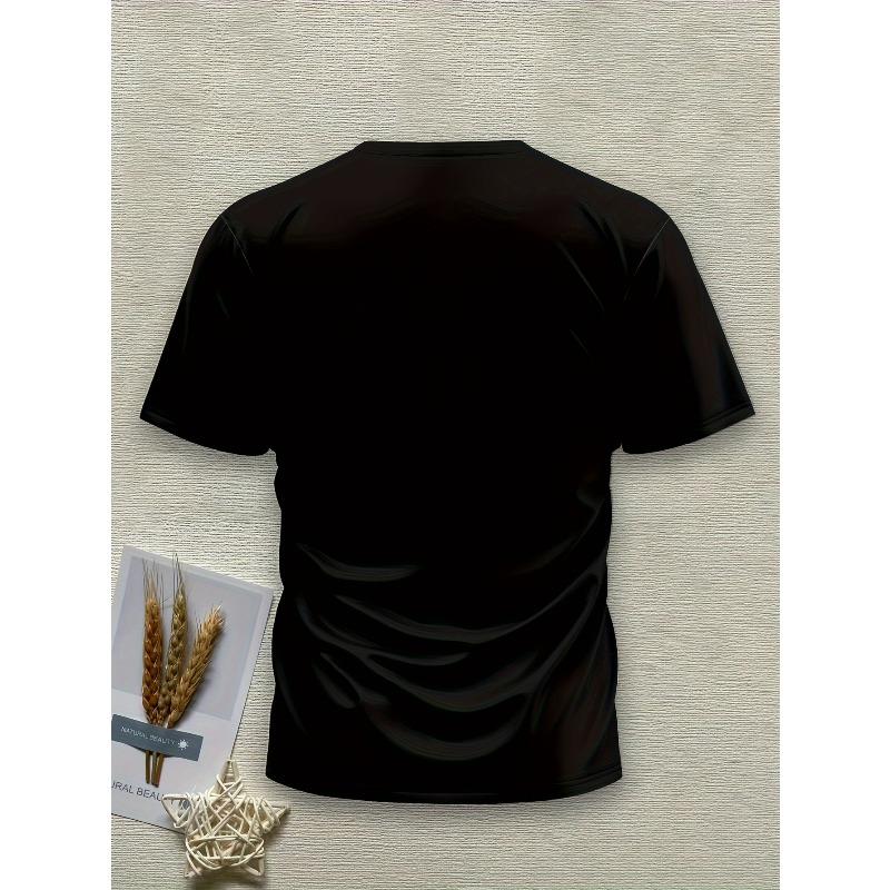 European Sizes Men's Novelty 3D Printed Fashion T-Shirt - Regular Fit, Stretchy Knit Fabric, Casual Round Neck