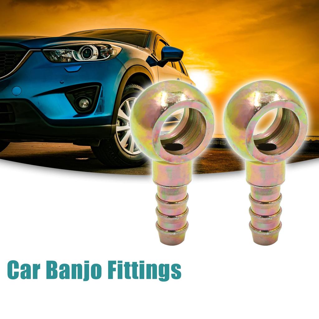 ACROPIX Banjo Parts Universal 8mm ID Hose Barb 14mm Fitting Fuel Line Adapter Connector Bronze Color 2pcs