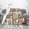 Cartoon Cat On the Bookshelf Printed Blanket for Sofa Bed Travel Camping Living Room Office Conditioning Blanket
