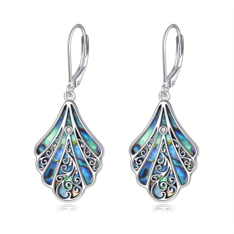 

Personalized and Creative Irregularly Carved Fan-shaped Pendant Earrings, Women s Retro Ethnic Style Holiday Accessories