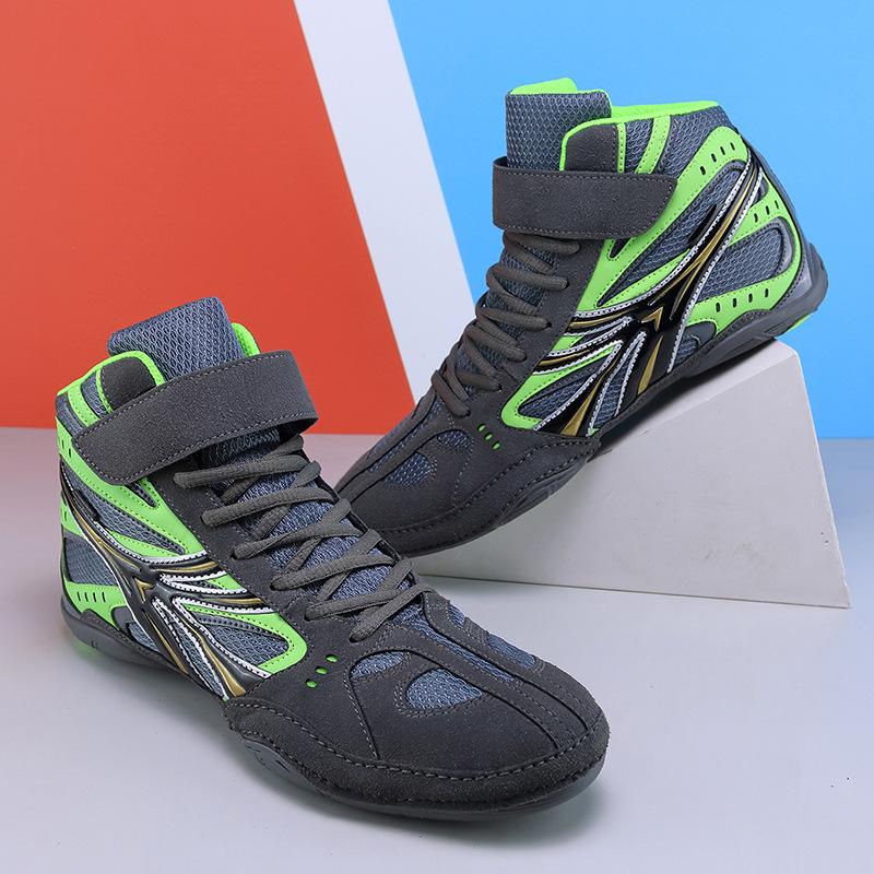 New high-top boxing shoes, men's and women's sanda free fighting, fighting training shoes, non-slip and wear-resistant wrestling shoes