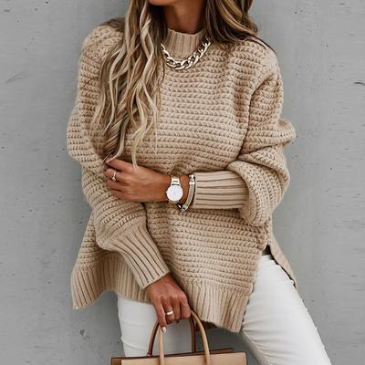 Loose Long Sleeve Knitted Sweater Women's Crew Neck Pullover Spring Autumn Comfortable Pullovers