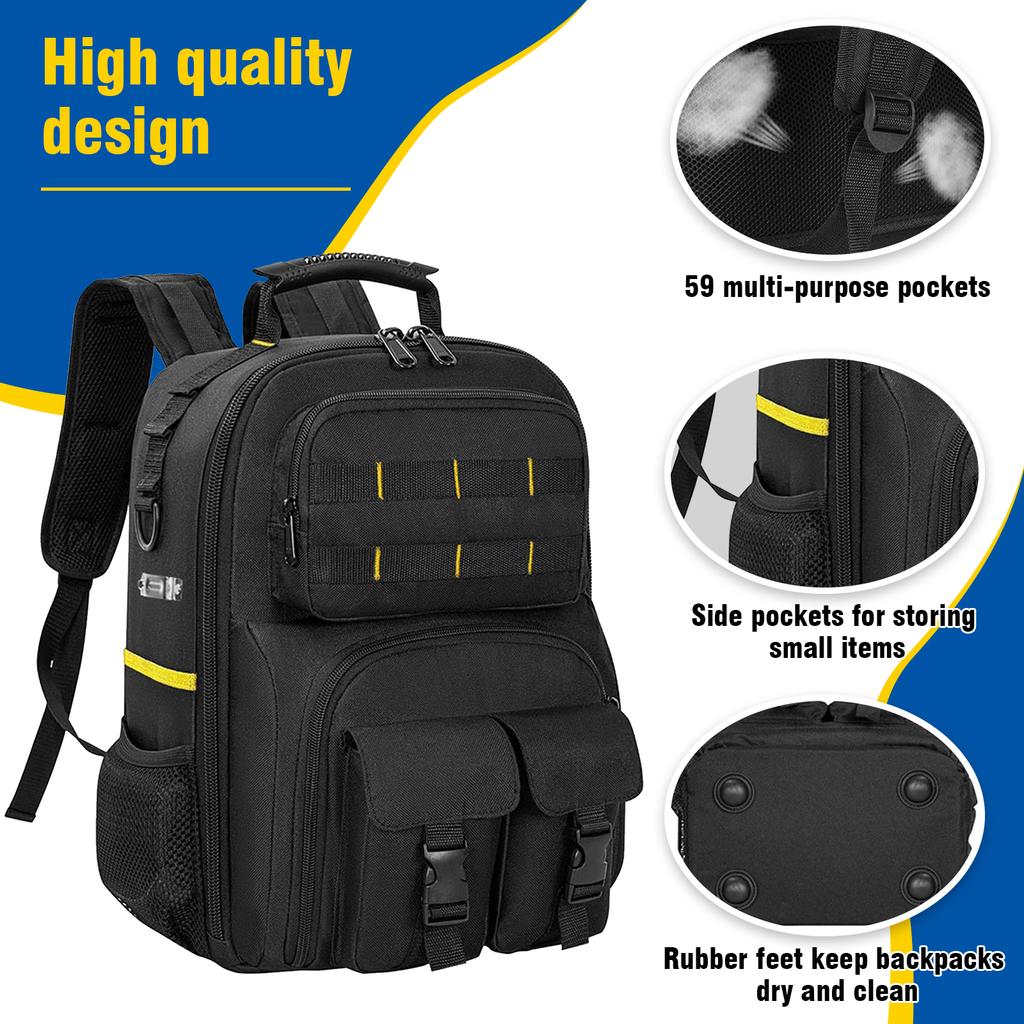 Professional Work Shoulder Bag Waterproof Thicken Tool Backpack Hardware Tool Storage Bag for Construction Contractors Plumbing