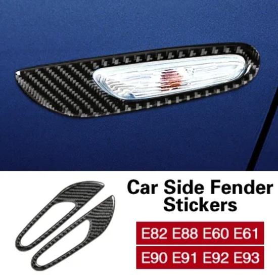 For BMW E90 E91 E92 E93 E60 E61 E82 E88 Carbon Fiber Body Side Fender Turn Signal Light Trim Performance Car Sticker Accessories Carbon Fiber