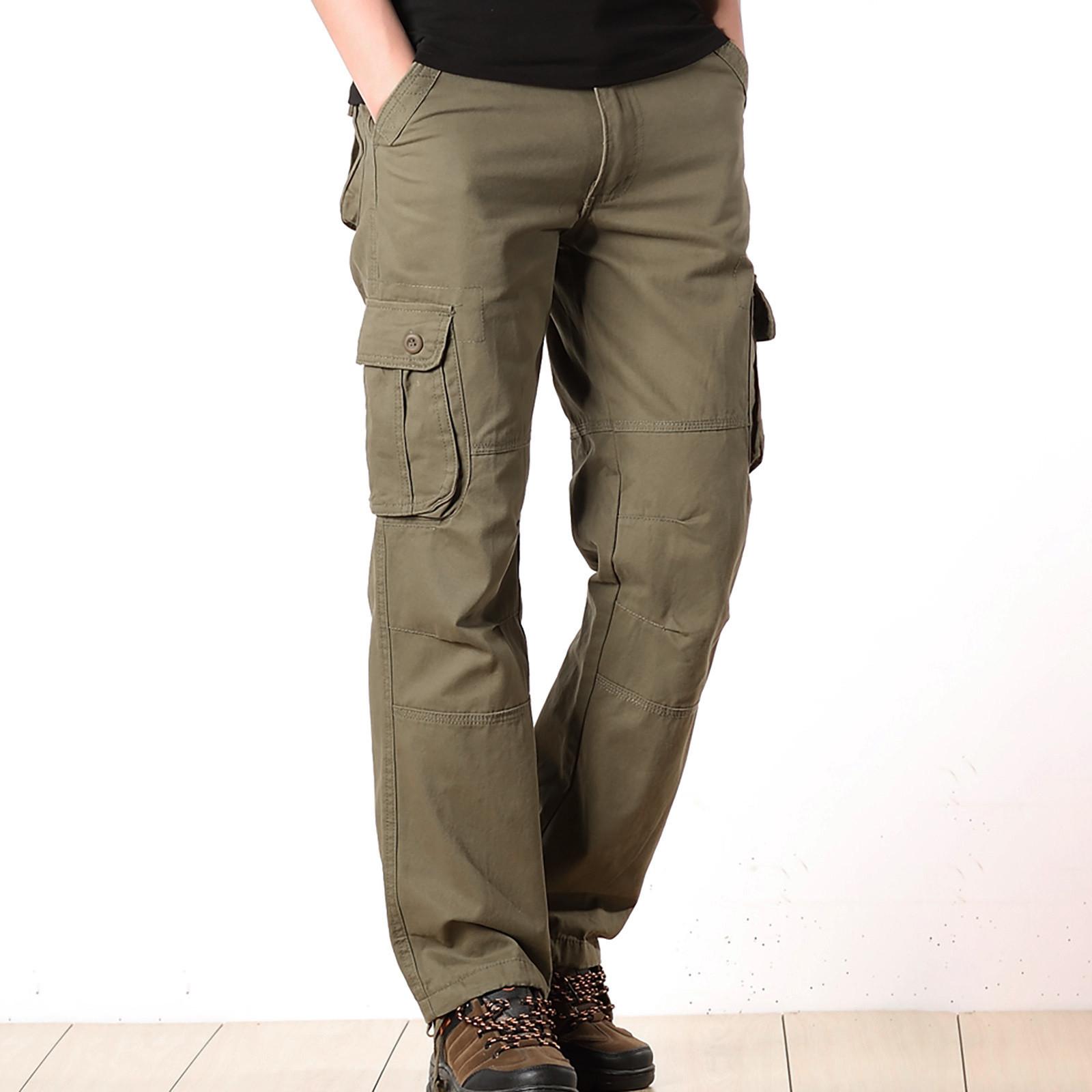 

Men s Casual Mid Waist Color Multi Pockets Outdoor Straight Leg Pants 34